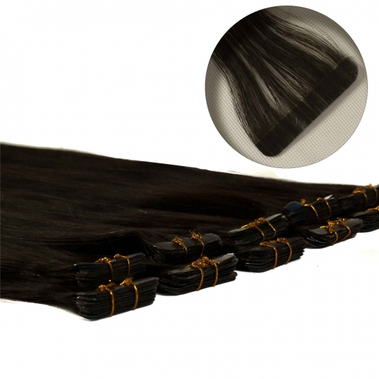 %100 Doğal Saç / Micro Bant Kaynak / Koyu Kahve / Boyasız / 20 Adet / 70 Cm / A+ Plus