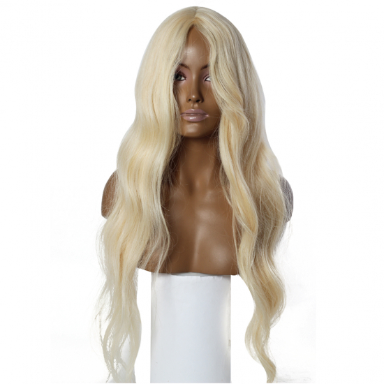 %100 DOĞAL SAÇ PERUK / PLATİN SARI PERUK / CİLTLİ / 70 Cm