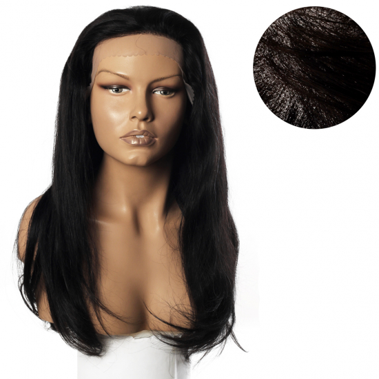 %100 DOĞAL SAÇ MEDİKAL TÜL PERUK - LACE FRONT - SİYAH - HHI-1622-1