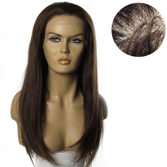 %100 DOĞAL SAÇ MEDİKAL TÜL PERUK - LACE FRONT - KÜLLÜ KUMRAL - HHI-1722-4