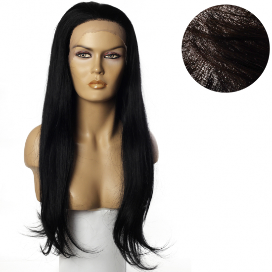 %100 DOĞAL SAÇ MEDİKAL TÜL PERUK - LACE FRONT - SİYAH - HHI-1826 - 1