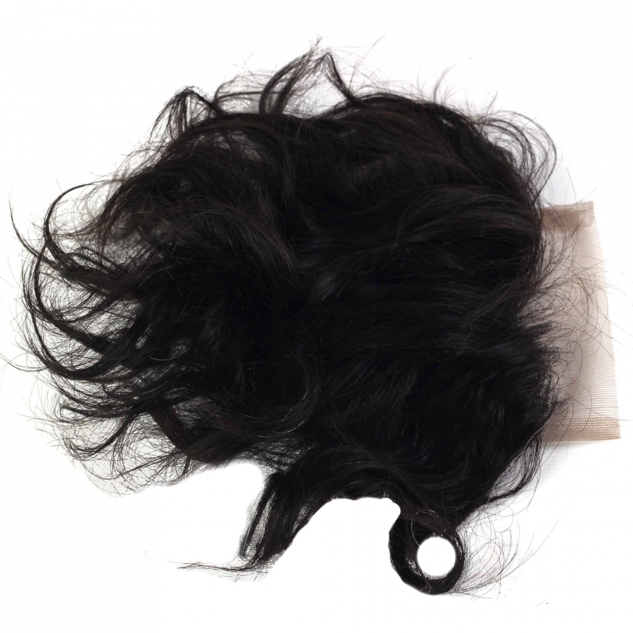 thumb% 100 DOĞAL SAÇ TÜL KAKÜL / TEPELİK / DALGALI /SİYAH RENK / 8 İNÇ - 20 CM- UNISEX KULLANIM