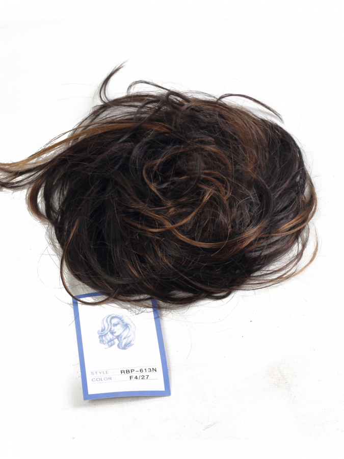 thumbKestane Kumral Işıltılı Topuz Saçı - Lastikli Saç Aksesuarı - RBP613N-F4.27